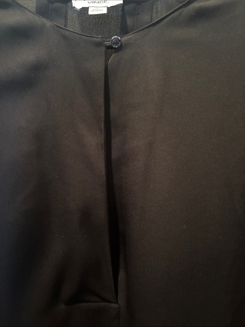 Vince Black Crepe Draped Split V-Neck Long Sleeve Blouse Top Size 8 NWOT - Picture 3 of 7